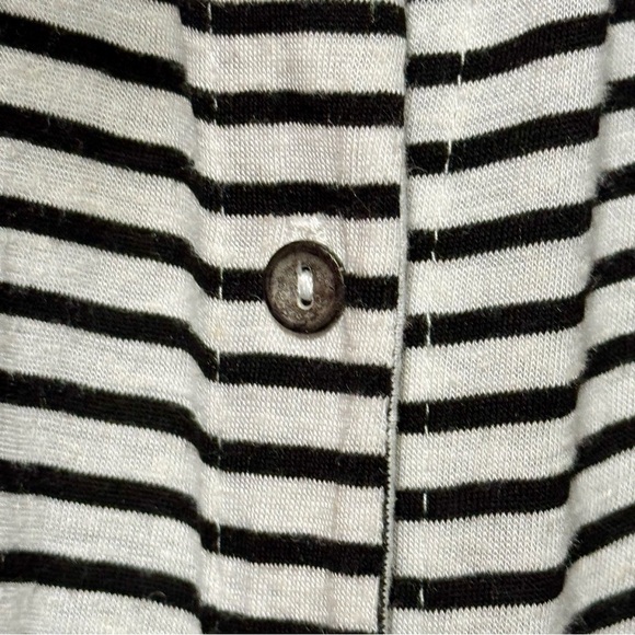 DOLAN LC | ANTHROPOLOGIE Flax Blend Stripe Ruffled Neckline Button Down Blouse - Picture 7 of 10